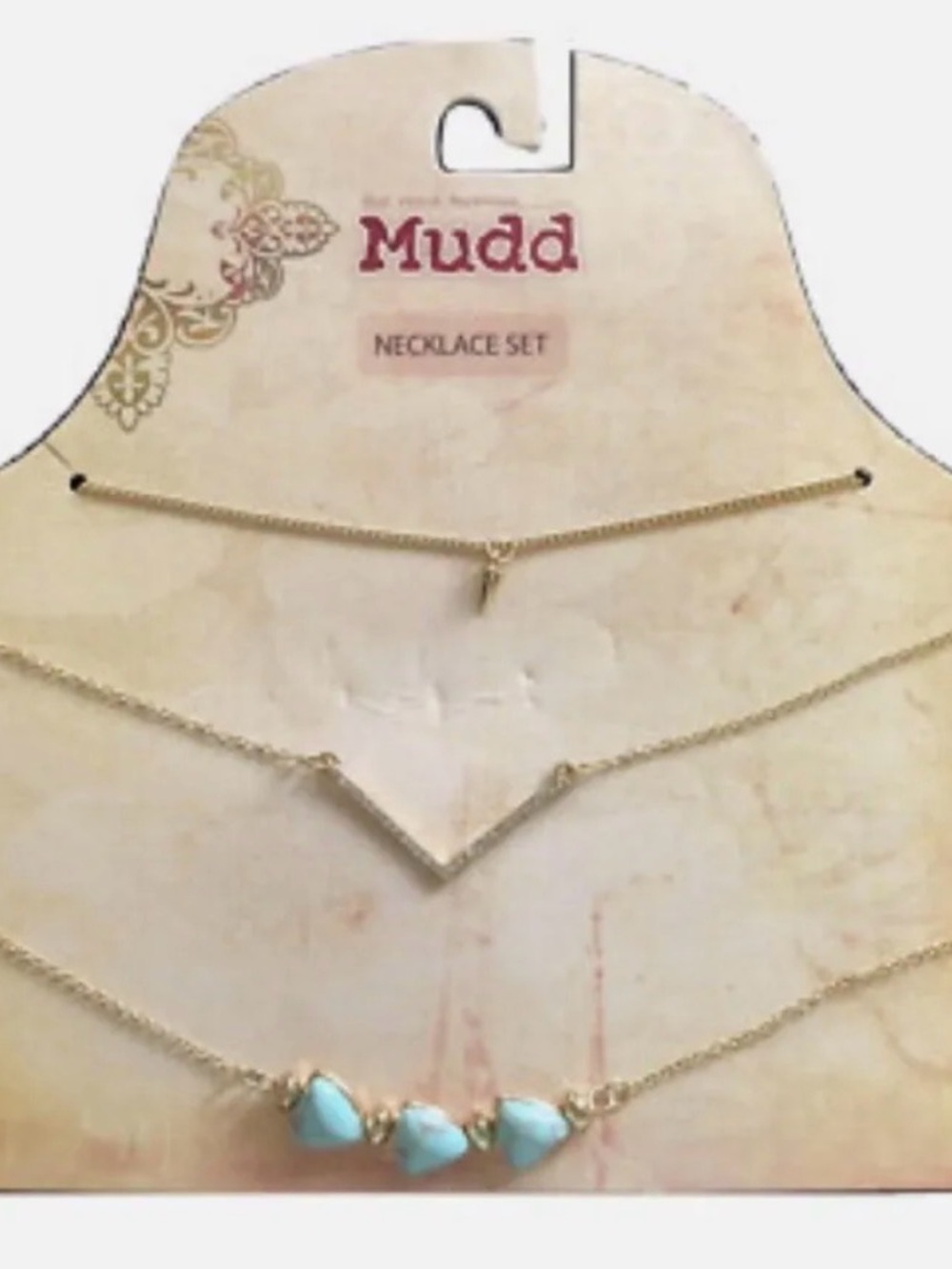Mudd Gold-Tone Layered Necklace Set with Turquoise Accents